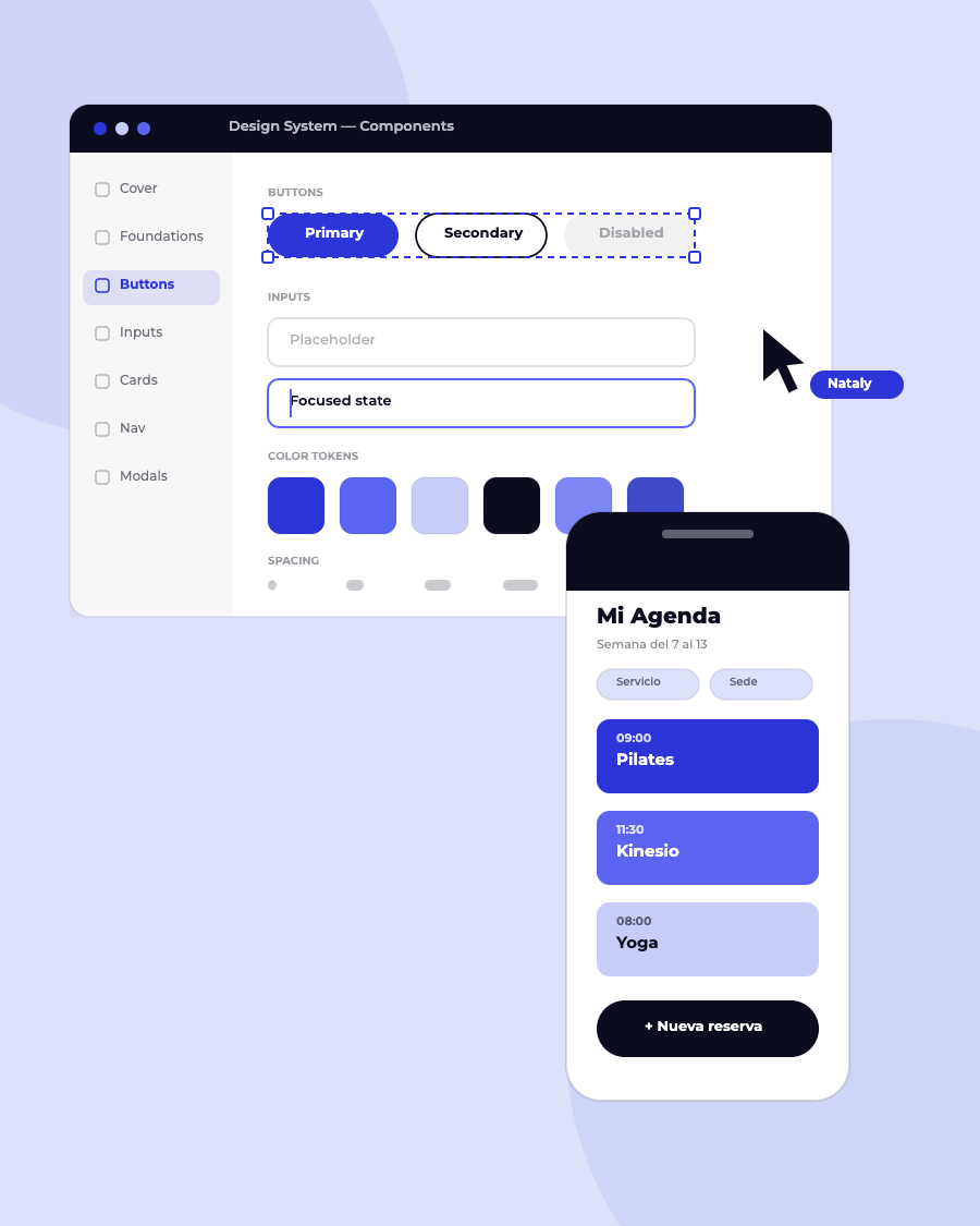 Design system UX/UI e interfaz de producto mobile